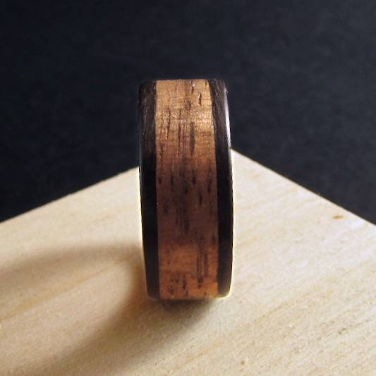 Whiskey barrel wedding ring, Recycled oak wood wedding band, Wood and copper rings for men and women, 5 year anniversary gift idea