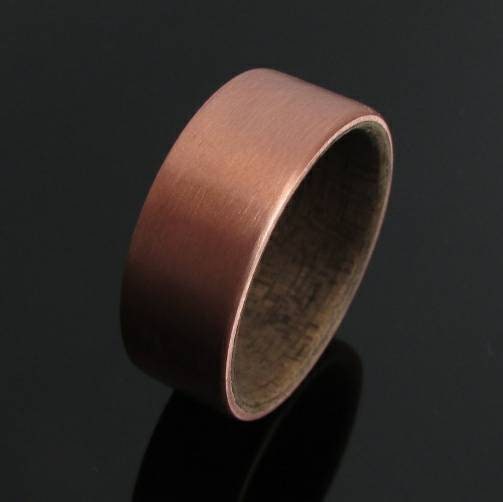 Copper and walnut wood wedding ring for men, mens 7th anniversary gift ideas, wooden anniversary gifts for husband