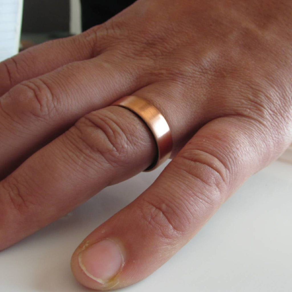 Black eucalyptus wood and copper anniversary ring, alternative wooden wedding bands, 7 year anniversary gift ideas for husband, sustainable