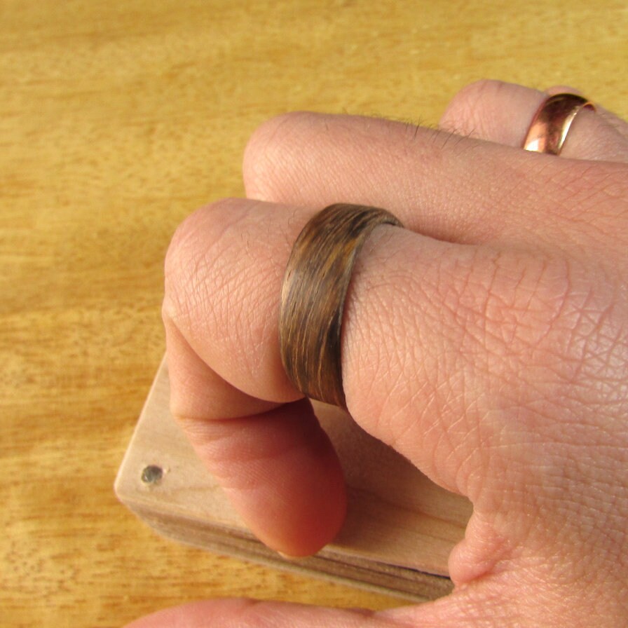 English oak ring, Rustic wooden ring for husband, all wood wedding band, lightweight bentwood ring mens, 5 year anniversary gift for him