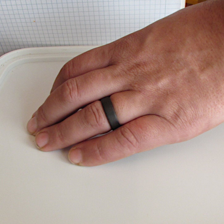 Ebony wood and whiskey barrel oak bentwood ring, all wood wedding ring for him or her, 5 year anniversary gift for husband, US size 0-16