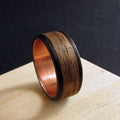 Whiskey barrel wedding ring, Recycled oak wood wedding band, Wood and copper rings for men and women, 5 year anniversary gift idea