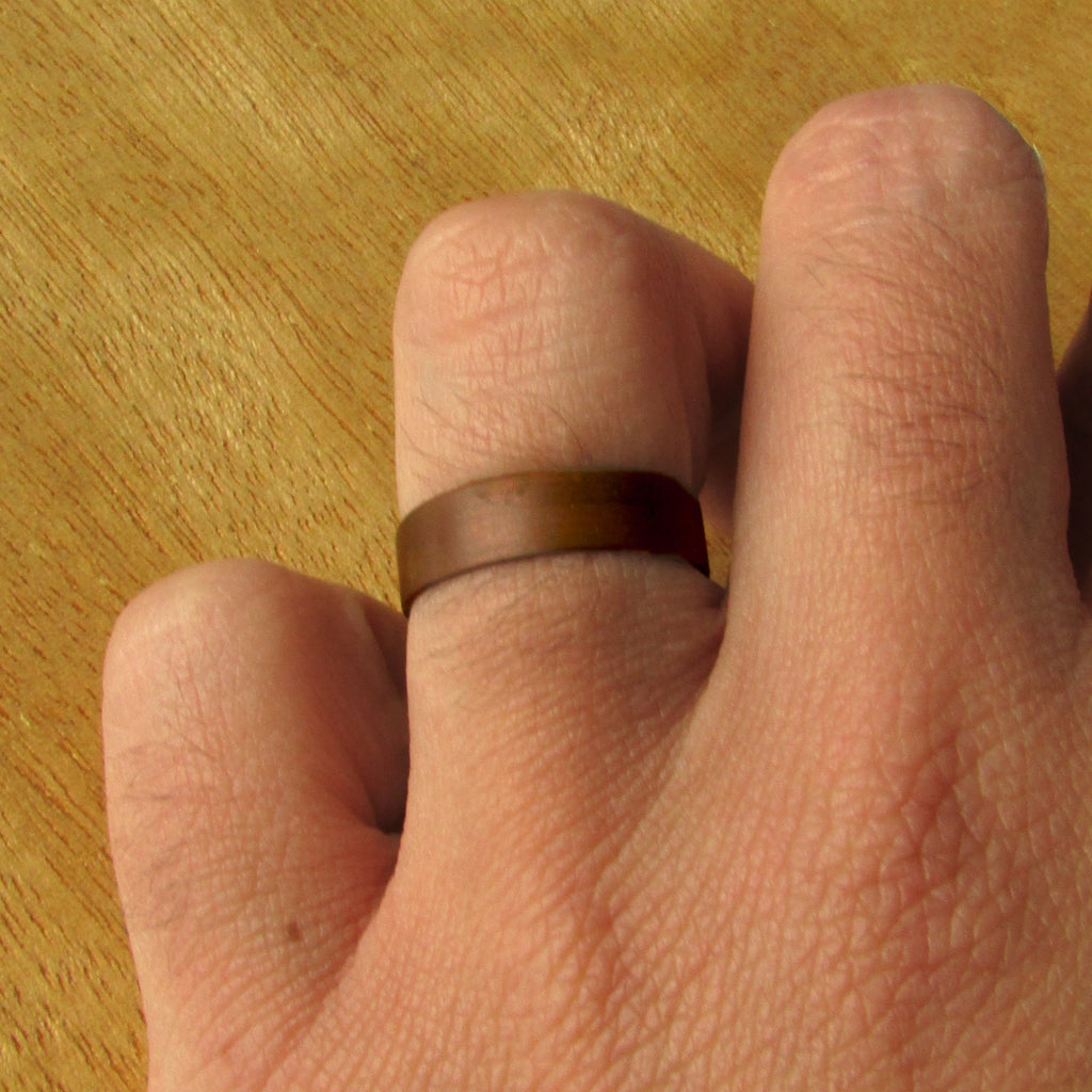 Dark copper wedding ring for men, mens alternative wedding band pure copper, 7th wedding anniversary gift for him, Dark patina copper band