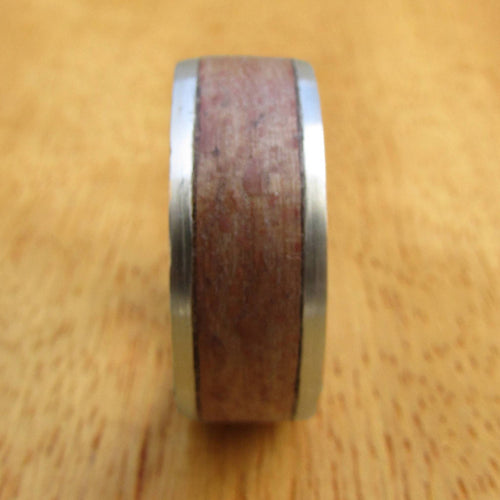 925 sterling silver and wooden wedding band, Alternative silver wedding ring for him, Beech wood wide ring for men, 5 year anniversary gift