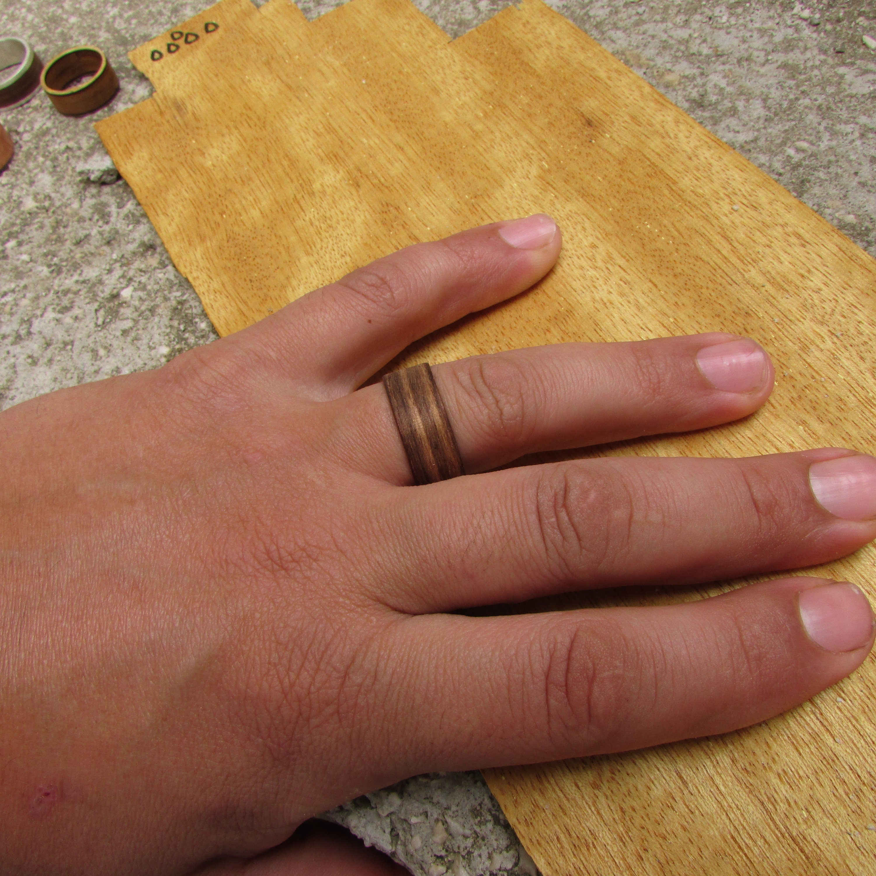 Zebrano all wood wedding band for men, Wide wooden wedding rings mens, bentwood ring, Alternative 5 year anniversary gift for lumberjack