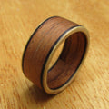 Burmese Teak, Maple, and eucalyptus bentwood ring, all wood wedding band, Wide wooden rings for men, Unique 5 year anniversary gift for him