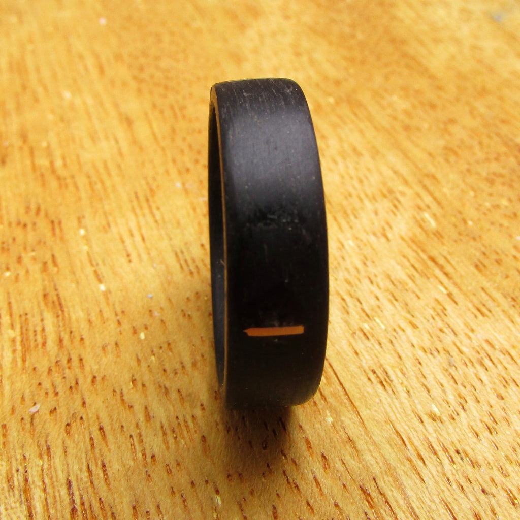 14k gold and wood wedding ring, Alternative mens wedding band, Matte black wooden bands for men and women, Dark eucalyptus wood goth style