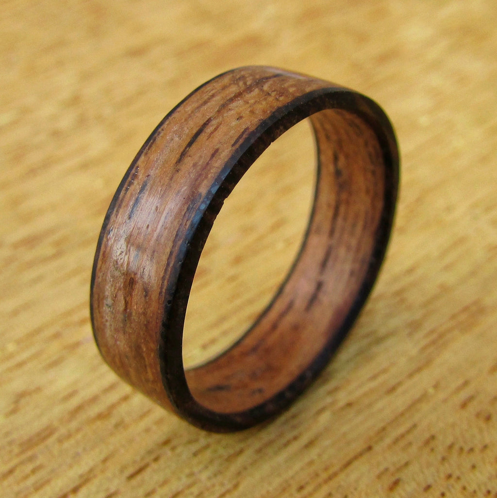 Teak wood bentwood ring, Whiskey barrel style, Eco friendly wedding bands for men, 5 year anniversary gift for husband, lightweight ring