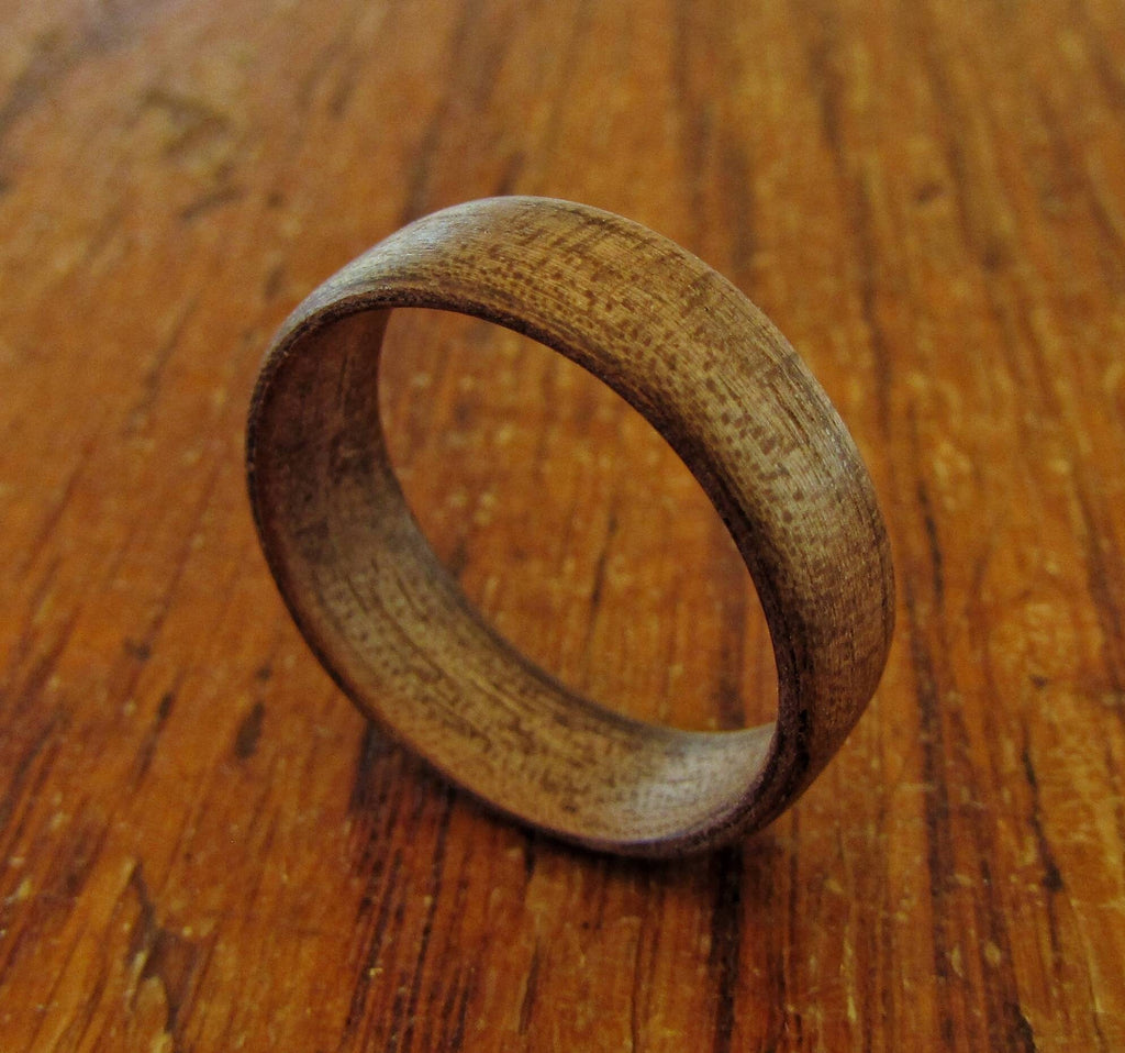 Dark walnut wooden wedding ring, bentwood ring mens, 5 year anniversary gift for him, With wooden ring box, eco friendly natural jewelry