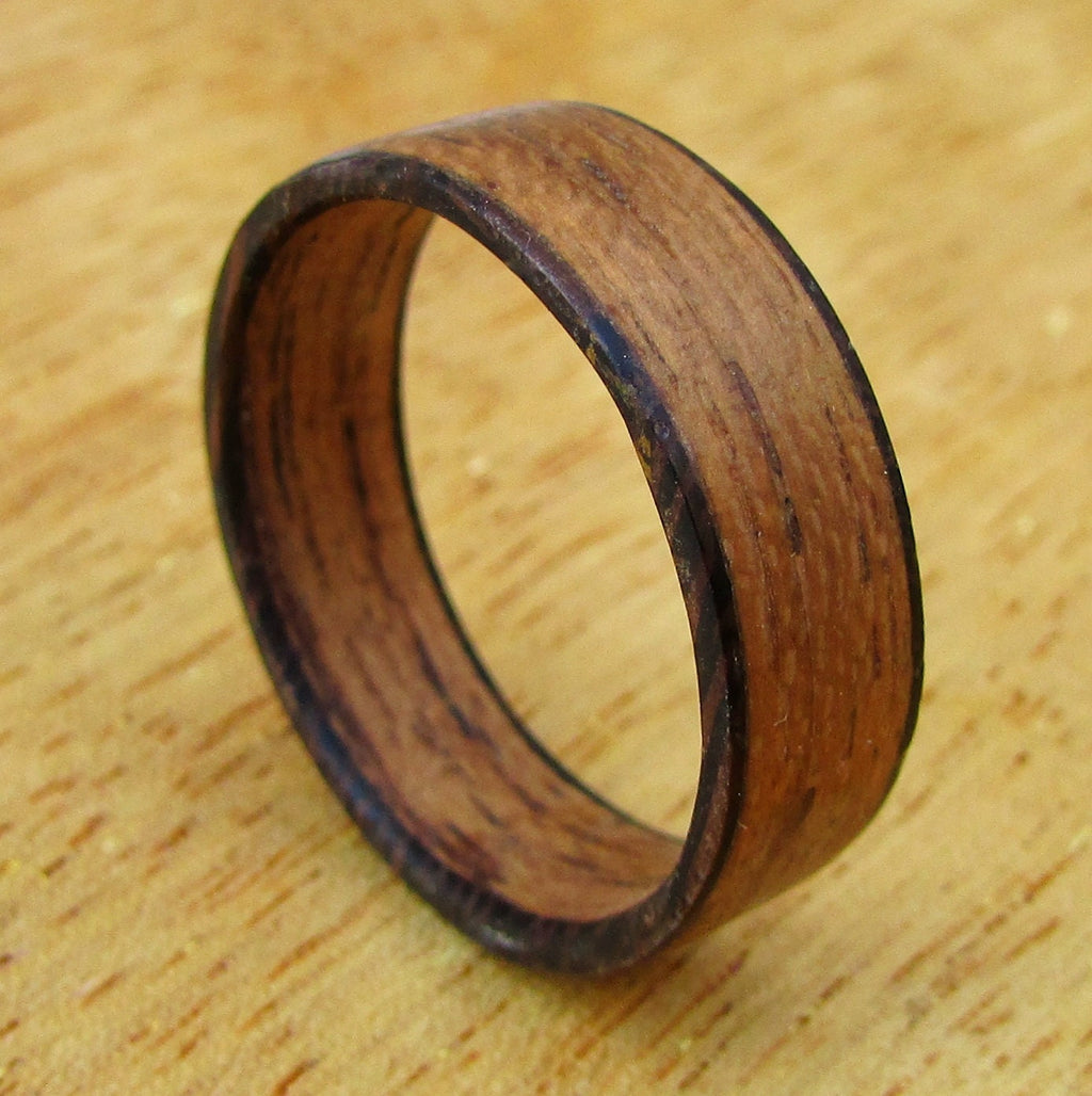 Teak wood bentwood ring, Whiskey barrel style, Eco friendly wedding bands for men, 5 year anniversary gift for husband, lightweight ring