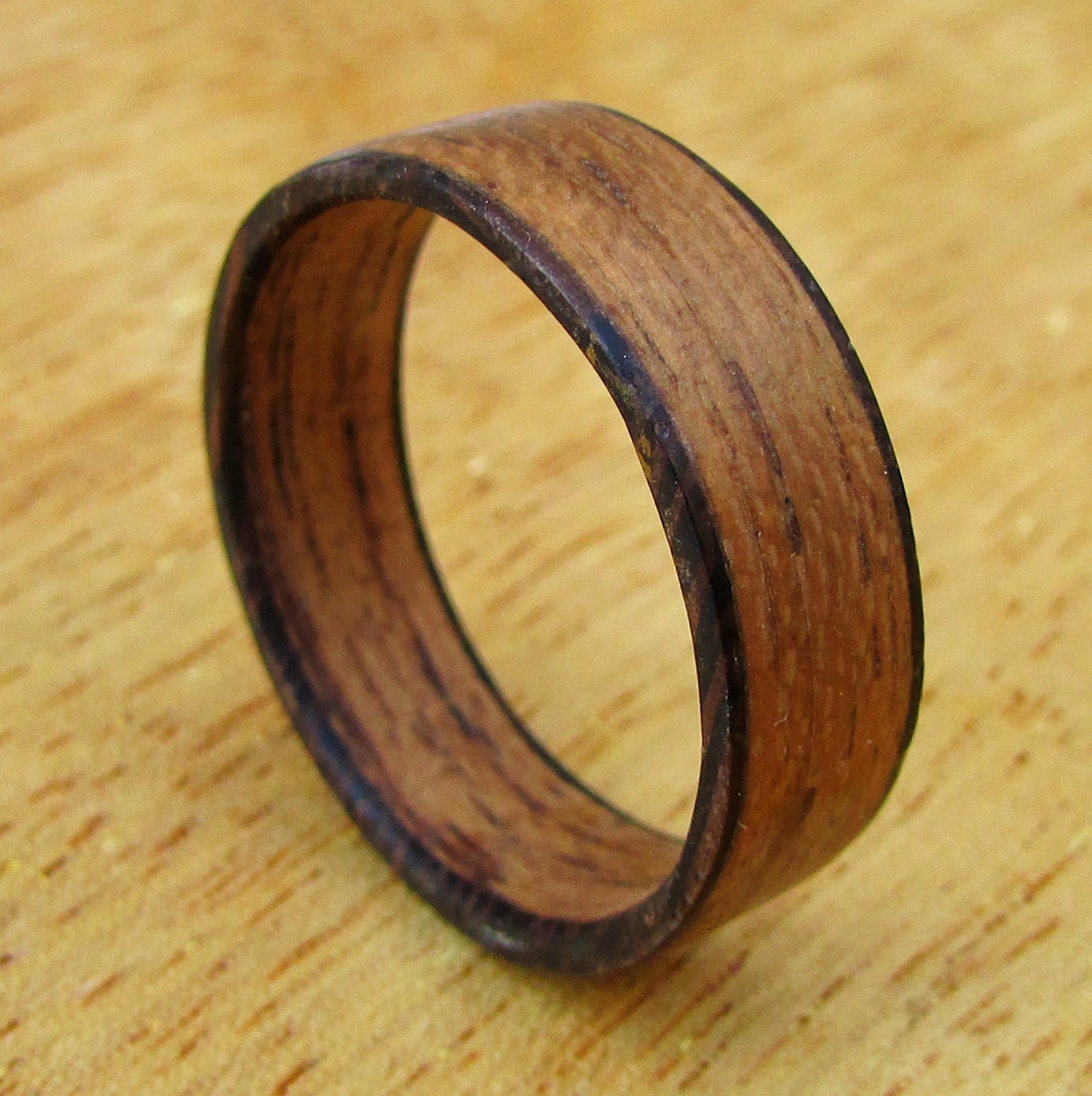 Teak wood bentwood ring, Whiskey barrel style, Eco friendly wedding bands for men, 5 year anniversary gift for husband, lightweight ring