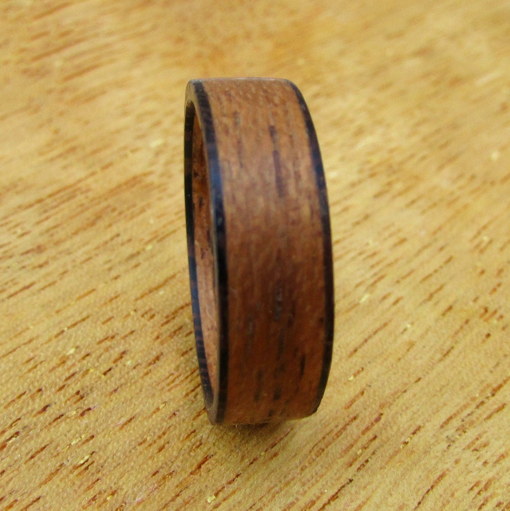 Teak wood bentwood ring, Whiskey barrel style, Eco friendly wedding bands for men, 5 year anniversary gift for husband, lightweight ring