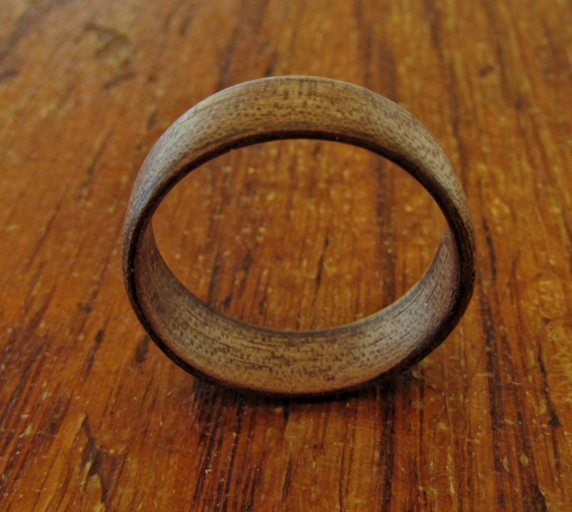 Dark walnut wooden wedding ring, bentwood ring mens, 5 year anniversary gift for him, With wooden ring box, eco friendly natural jewelry