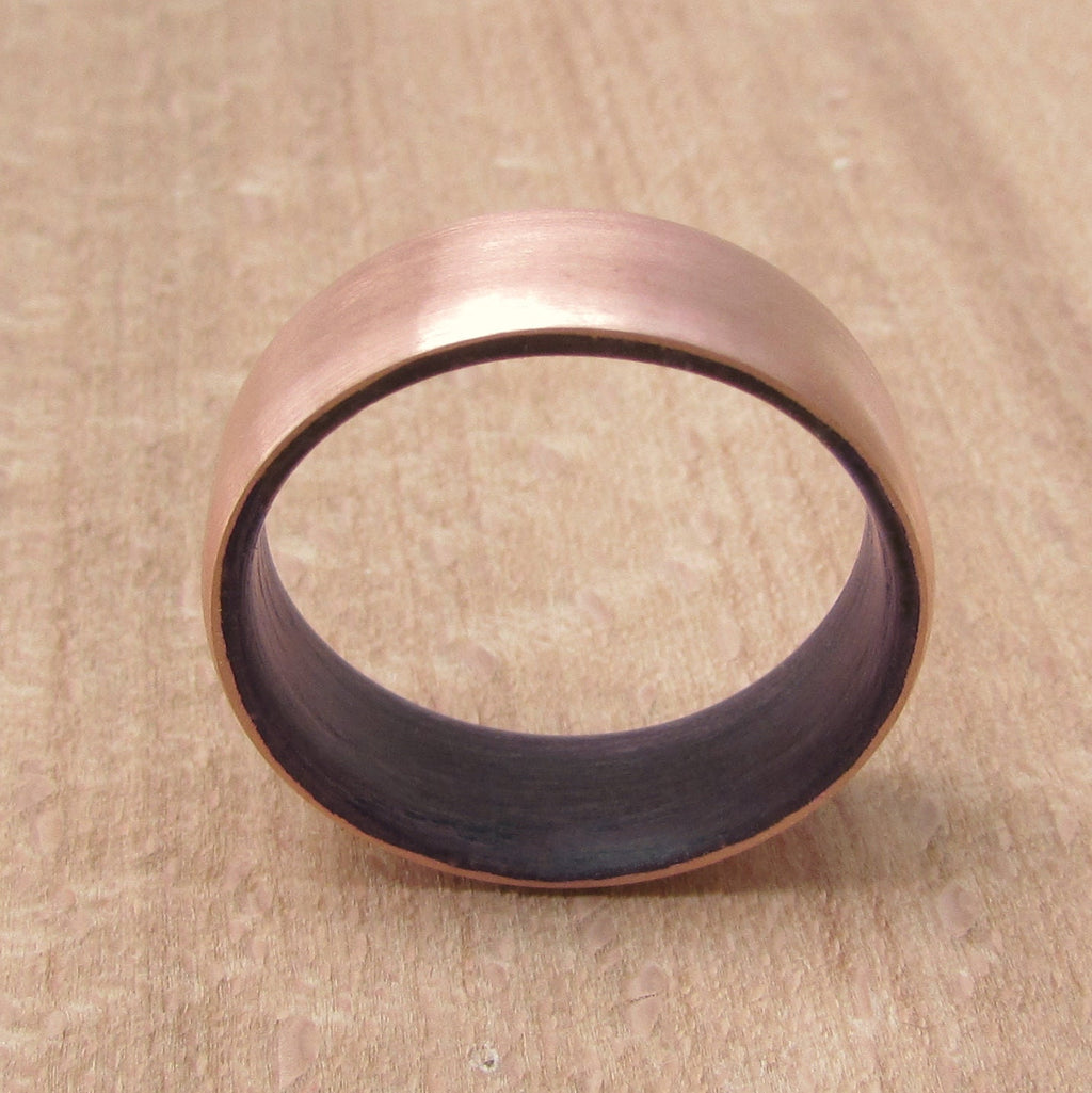 Purpleheart wood and copper wedding band, 7 year anniversary gift for husband, vowel renewal rings, copper gifts for men, handmade to order