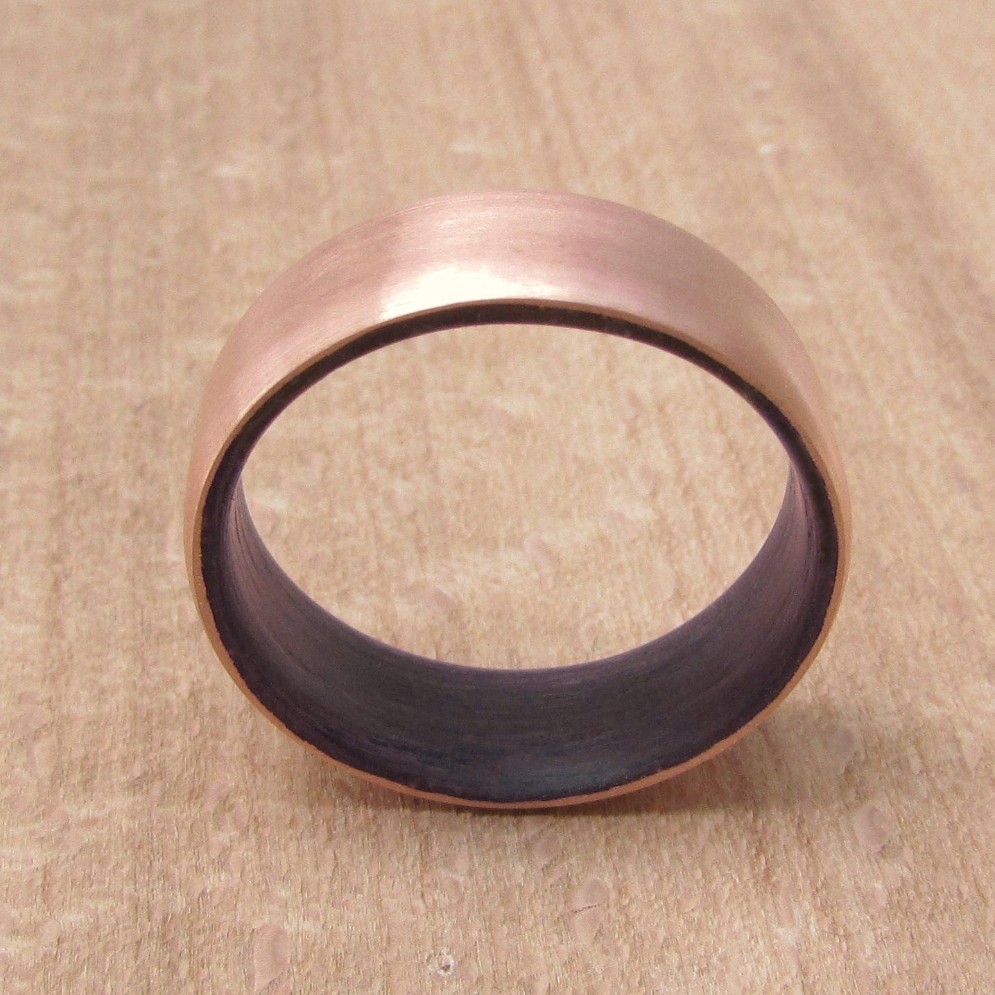 Purpleheart wood and copper wedding band, 7 year anniversary gift for husband, vowel renewal rings, copper gifts for men, handmade to order