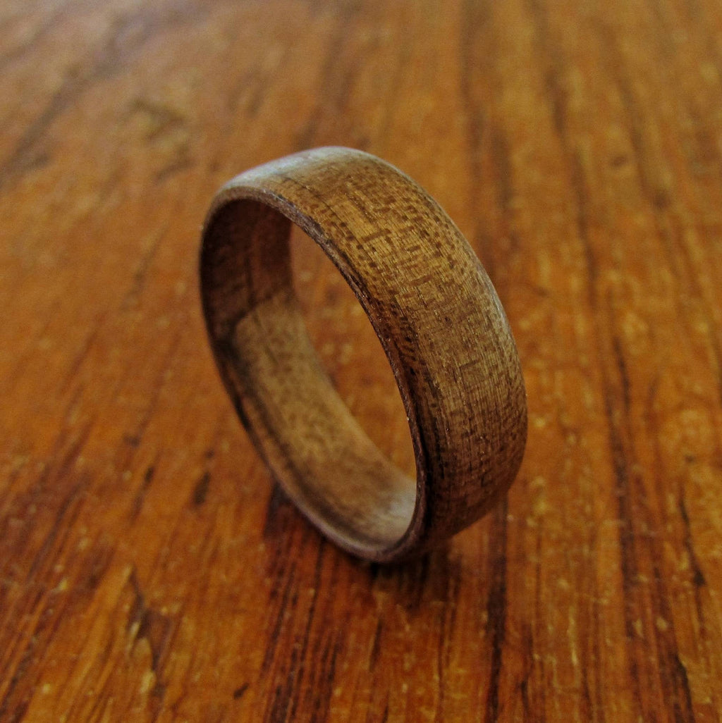 Dark walnut wooden wedding ring, bentwood ring mens, 5 year anniversary gift for him, With wooden ring box, eco friendly natural jewelry