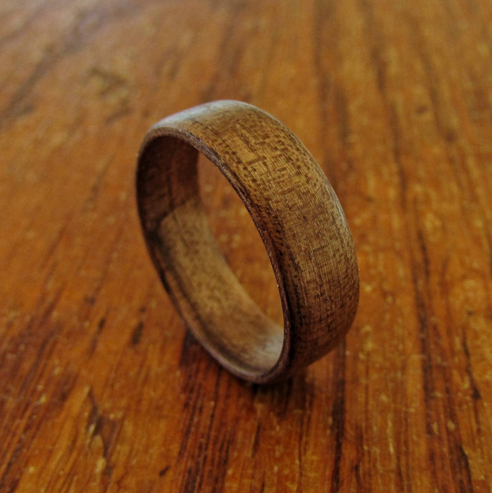 Dark walnut wooden wedding ring, bentwood ring mens, 5 year anniversary gift for him, With wooden ring box, eco friendly natural jewelry