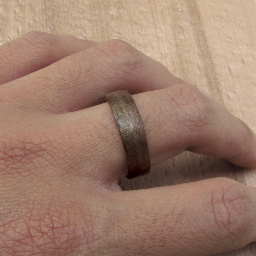 Dark walnut wood wedding band, wooden ring men, 5 year anniversary gift for husband, made to order rings, sustainable jewelry shop