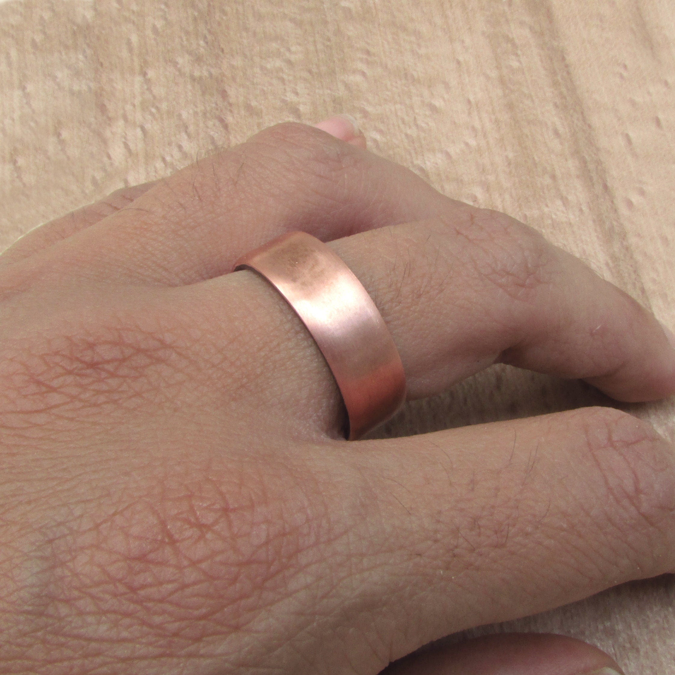 Purpleheart wood and copper wedding band, 7 year anniversary gift for husband, vowel renewal rings, copper gifts for men, handmade to order