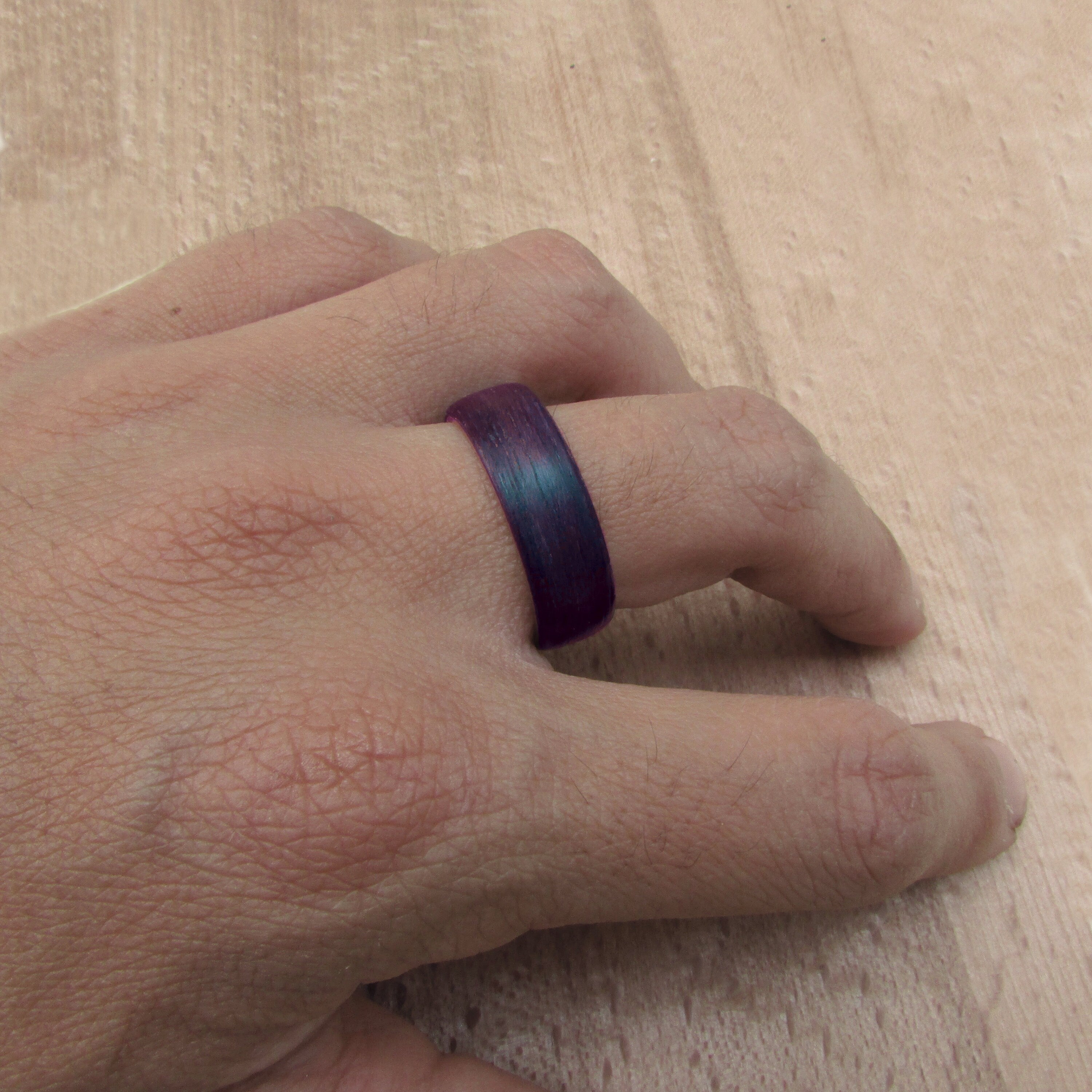 Purpleheart wooden wedding band, Copper and wood wedding ring, 5 year anniversary gift for wife, women's alternative wedding rings, handmade