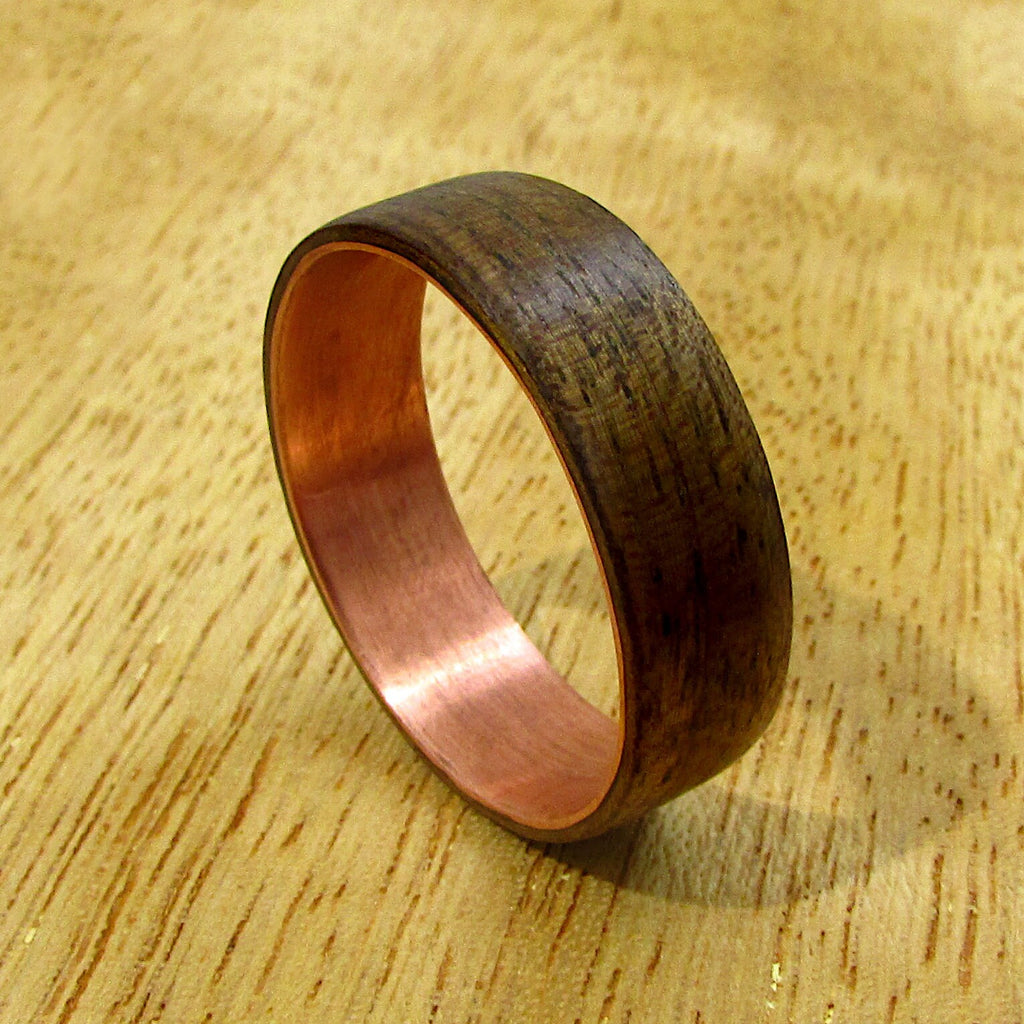Dark walnut wood wedding band, wooden ring men, 5 year anniversary gift for husband, made to order rings, sustainable jewelry shop