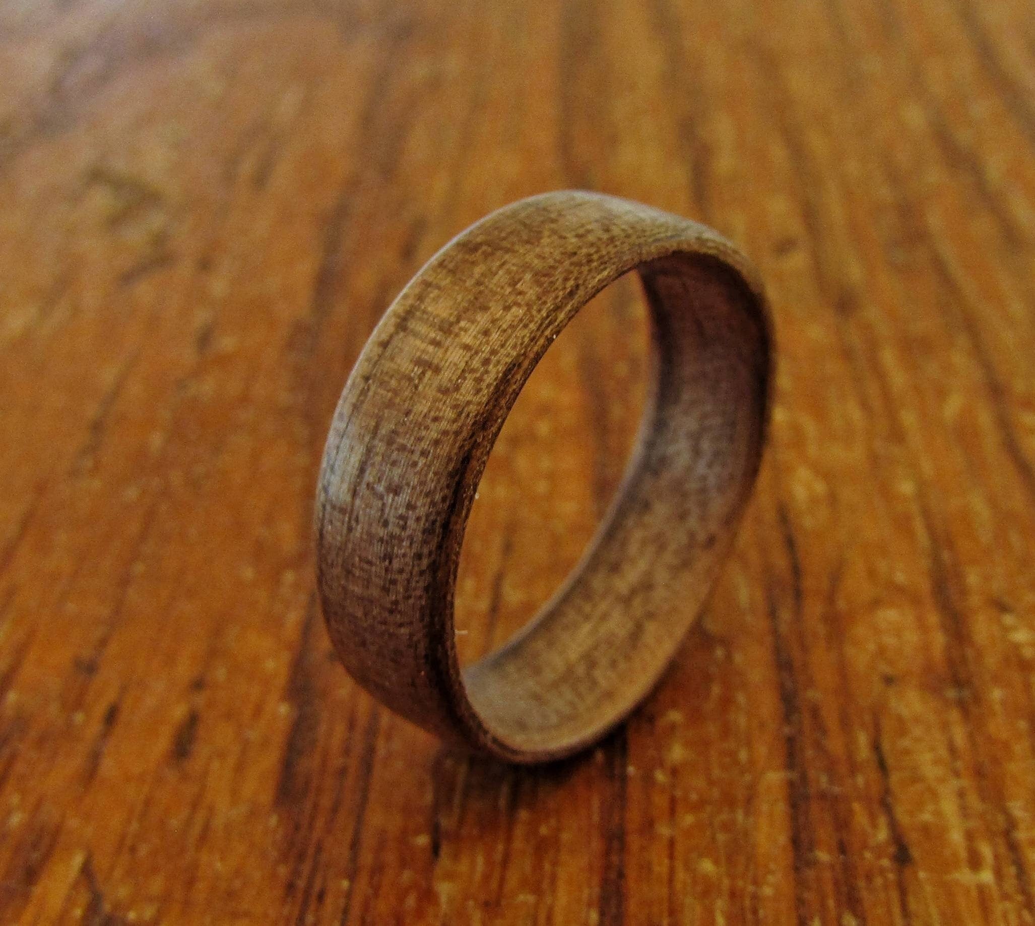 Dark walnut wooden wedding ring, bentwood ring mens, 5 year anniversary gift for him, With wooden ring box, eco friendly natural jewelry