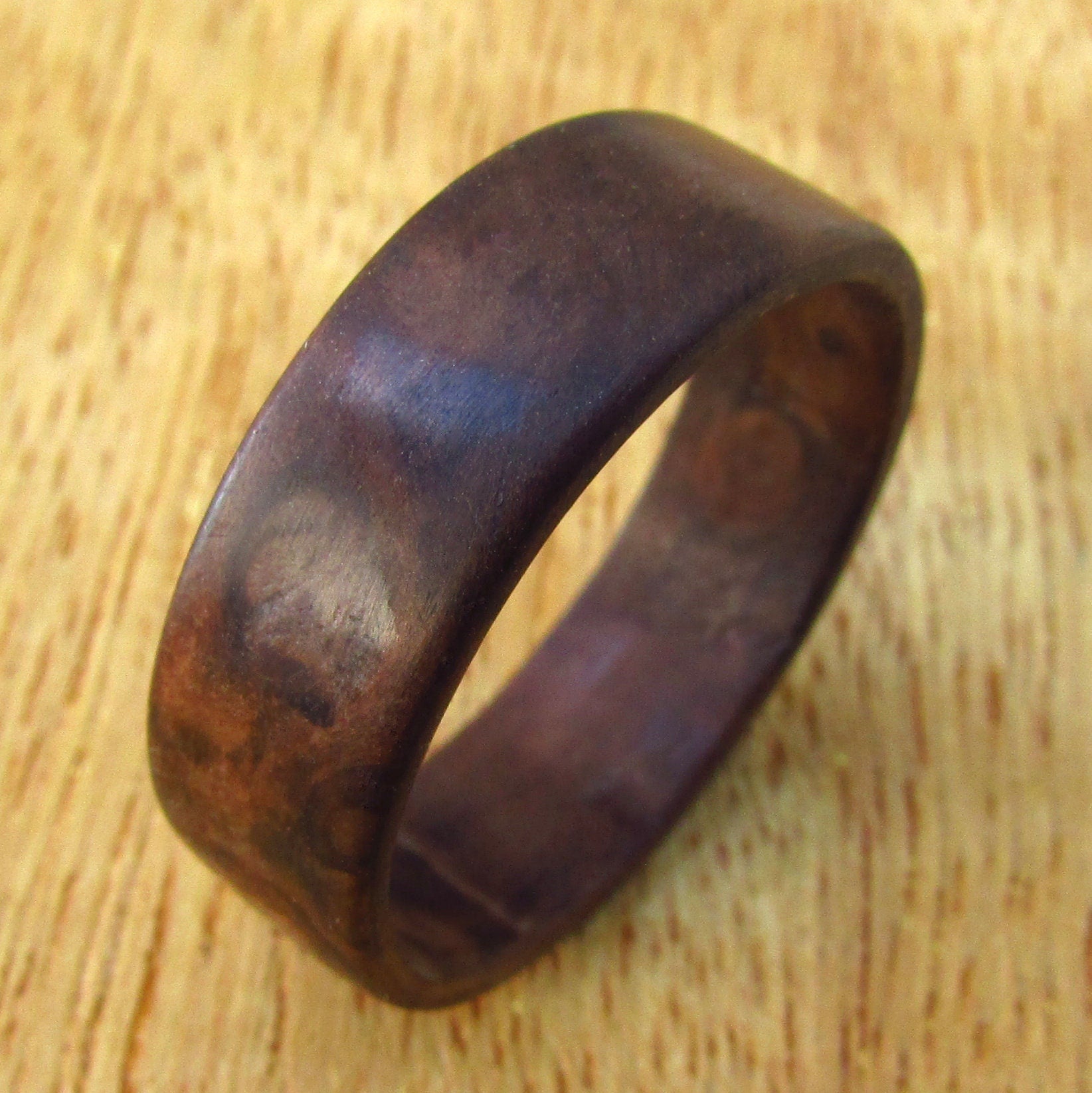 Walnut burl all wood wedding band, 5 Year anniversary gift for husband, Perfect wooden gift for nature lovers, Rustic boho wedding style