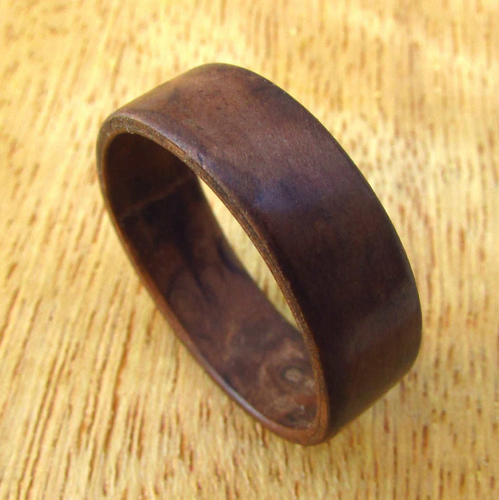 Walnut burl all wood wedding band, 5 Year anniversary gift for husband, Perfect wooden gift for nature lovers, Rustic boho wedding style