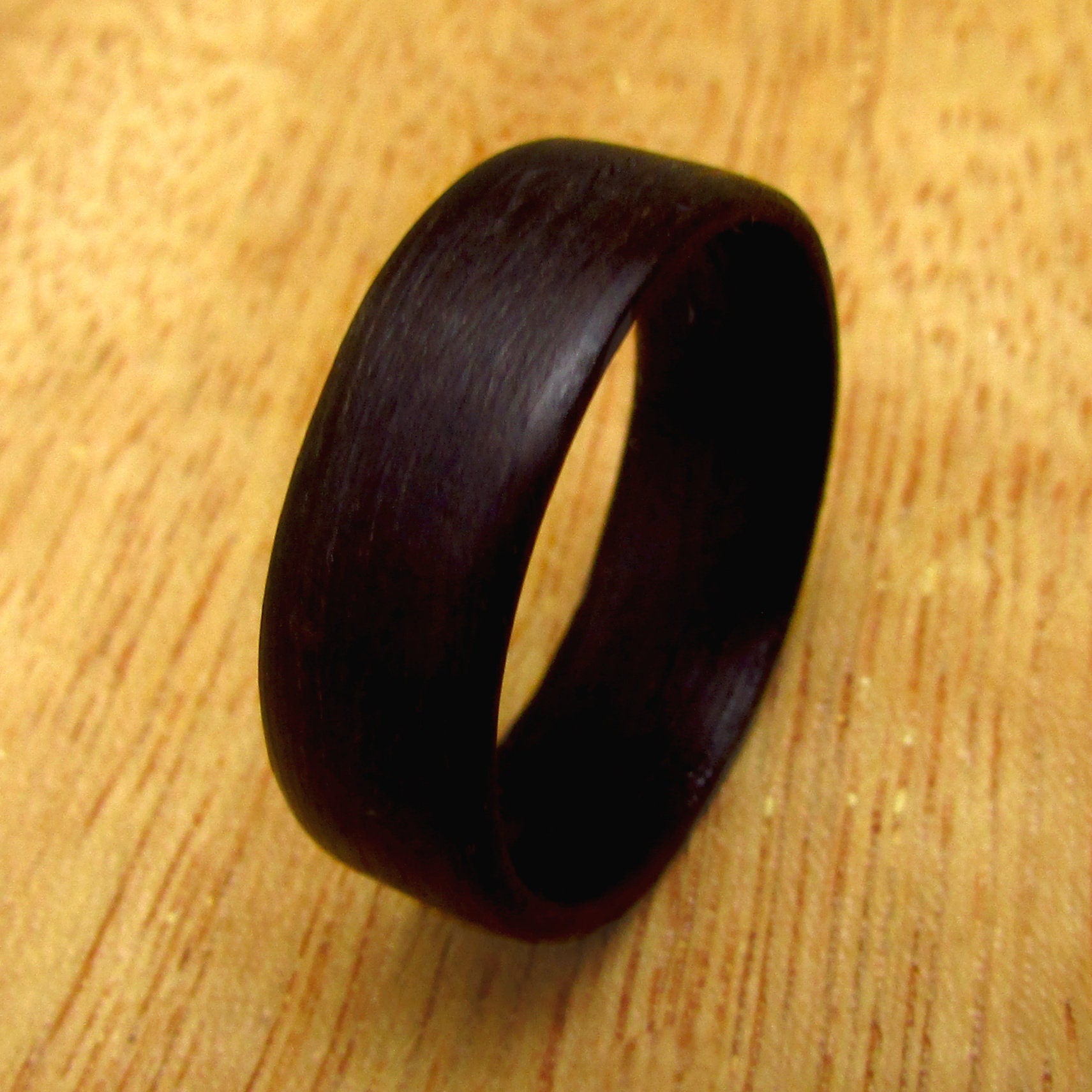 Eucalyptus bentwood ring, All black wood ring, Unique wooden wedding ring for men, 5 year anniversary gift for husband, Gothic style rings