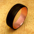 Copper and fumed eucalyptus wood ring for men, dark wooden wedding band, 5 year anniversary ring for husband, Mens alternative wedding band