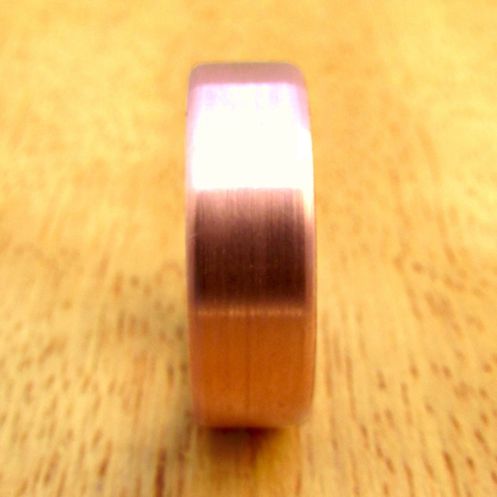 Copper and beech wood inlay ring, Pure copper wedding band, alternative gift for 7 year anniversary, rustic wooden wedding ring for him her