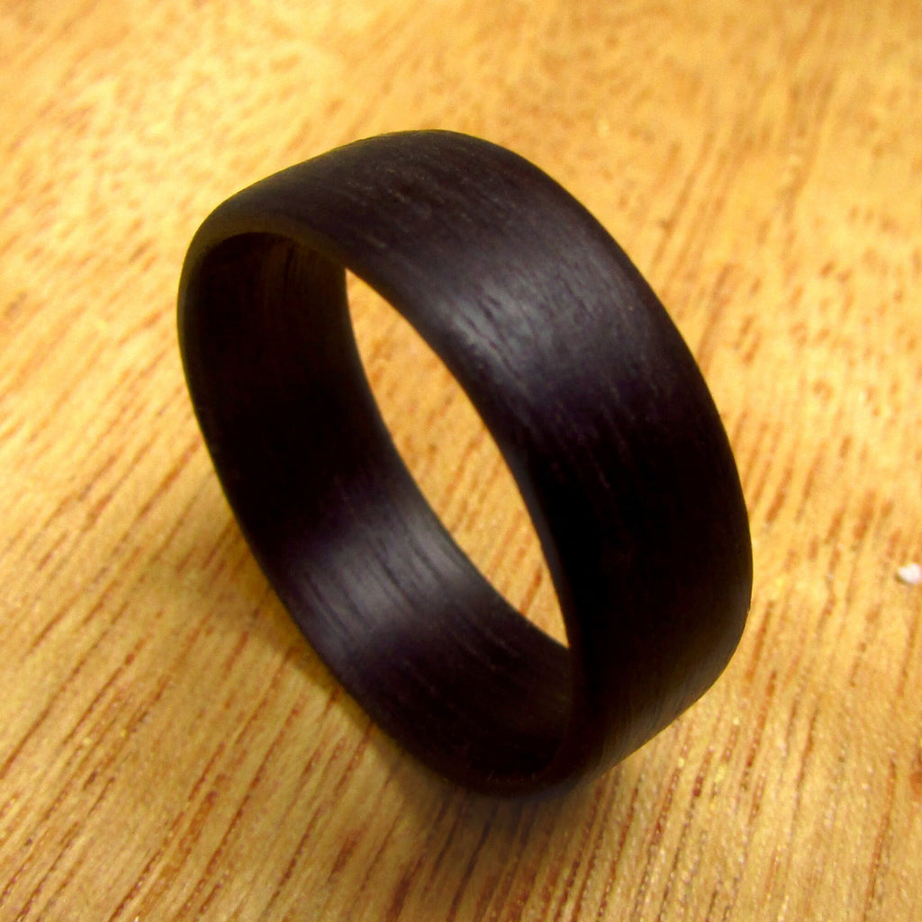 Eucalyptus bentwood ring, All black wood ring, Unique wooden wedding ring for men, 5 year anniversary gift for husband, Gothic style rings