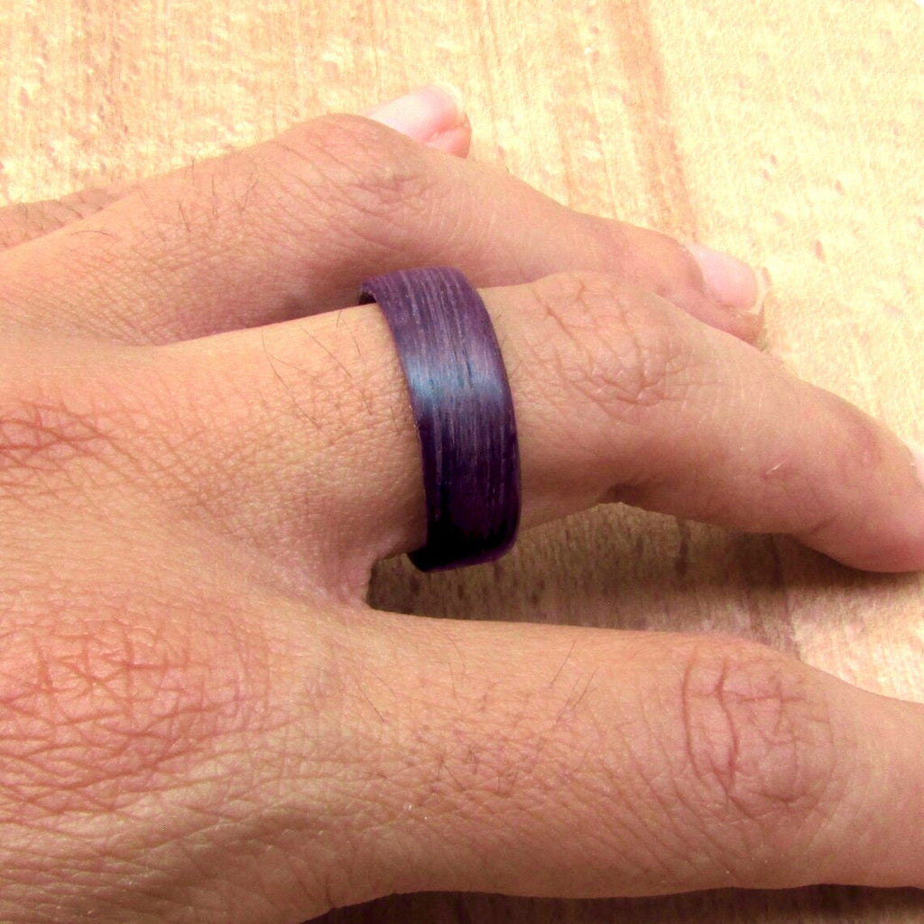 Purple wedding band, Purpleheart all wood wedding band his and hers, lightweight wooden wedding ring, Alternative 5 year anniversary gift