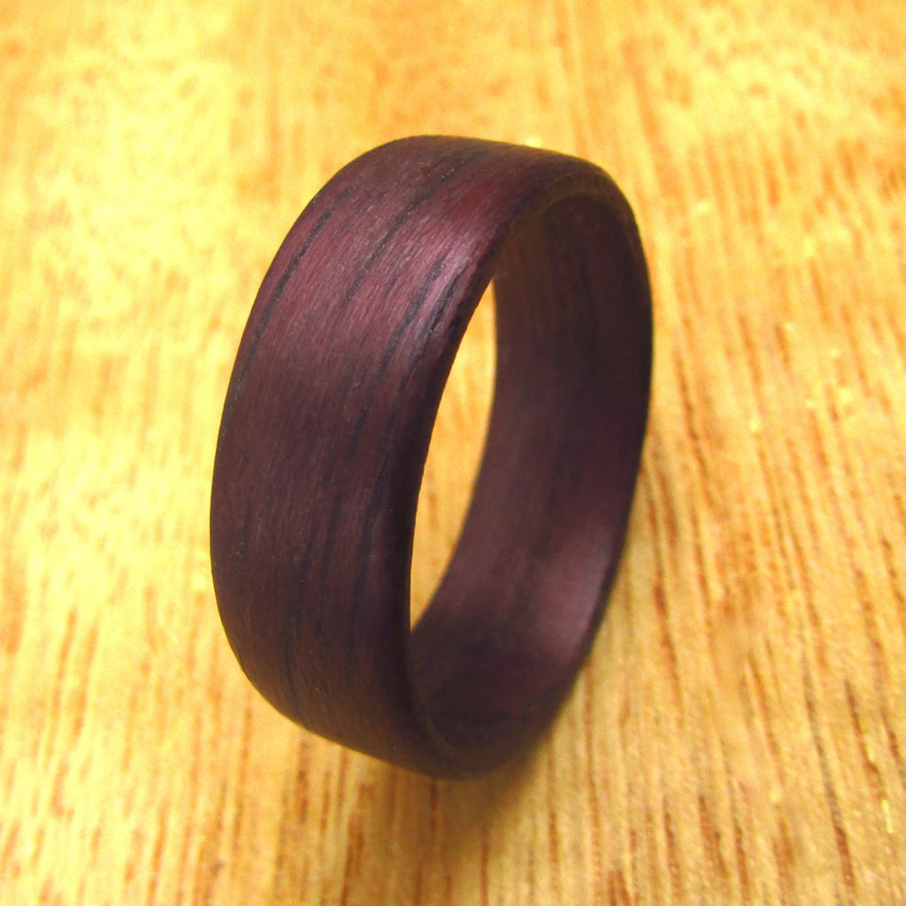 Purple wedding band, Purpleheart all wood wedding band his and hers, lightweight wooden wedding ring, Alternative 5 year anniversary gift