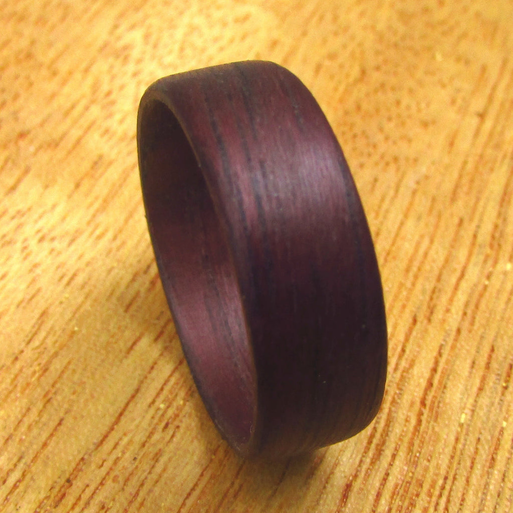 Purple wedding band, Purpleheart all wood wedding band his and hers, lightweight wooden wedding ring, Alternative 5 year anniversary gift