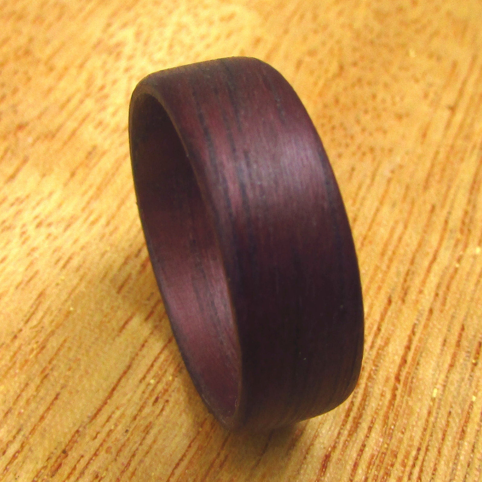 Purple wedding band, Purpleheart all wood wedding band his and hers, lightweight wooden wedding ring, Alternative 5 year anniversary gift
