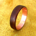 Dark aspen wood wedding band, Wood and copper ring men, unique 5 year anniversary gift for him, hipster wedding ring, sustainable jewelry