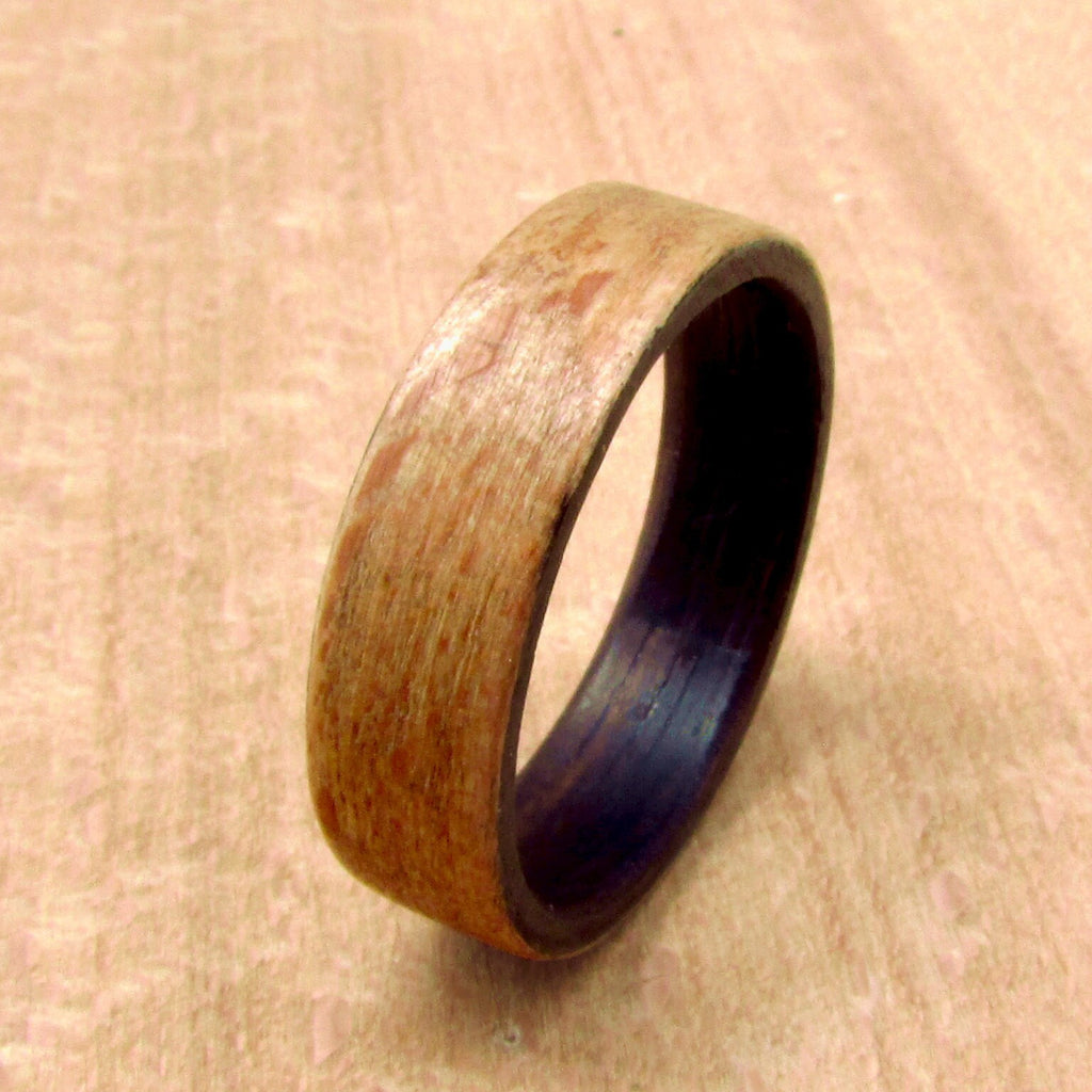Ebony wood and beech wood bentwood ring, all wooden wedding ring for him, 5 year anniversary gift for husband, size  0-16 mens jewelry