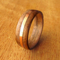 Walnut wood and copper inlay wedding band for men, Mens alternative rustic wedding ring, 5 year anniversary gift for husband, Sustainable