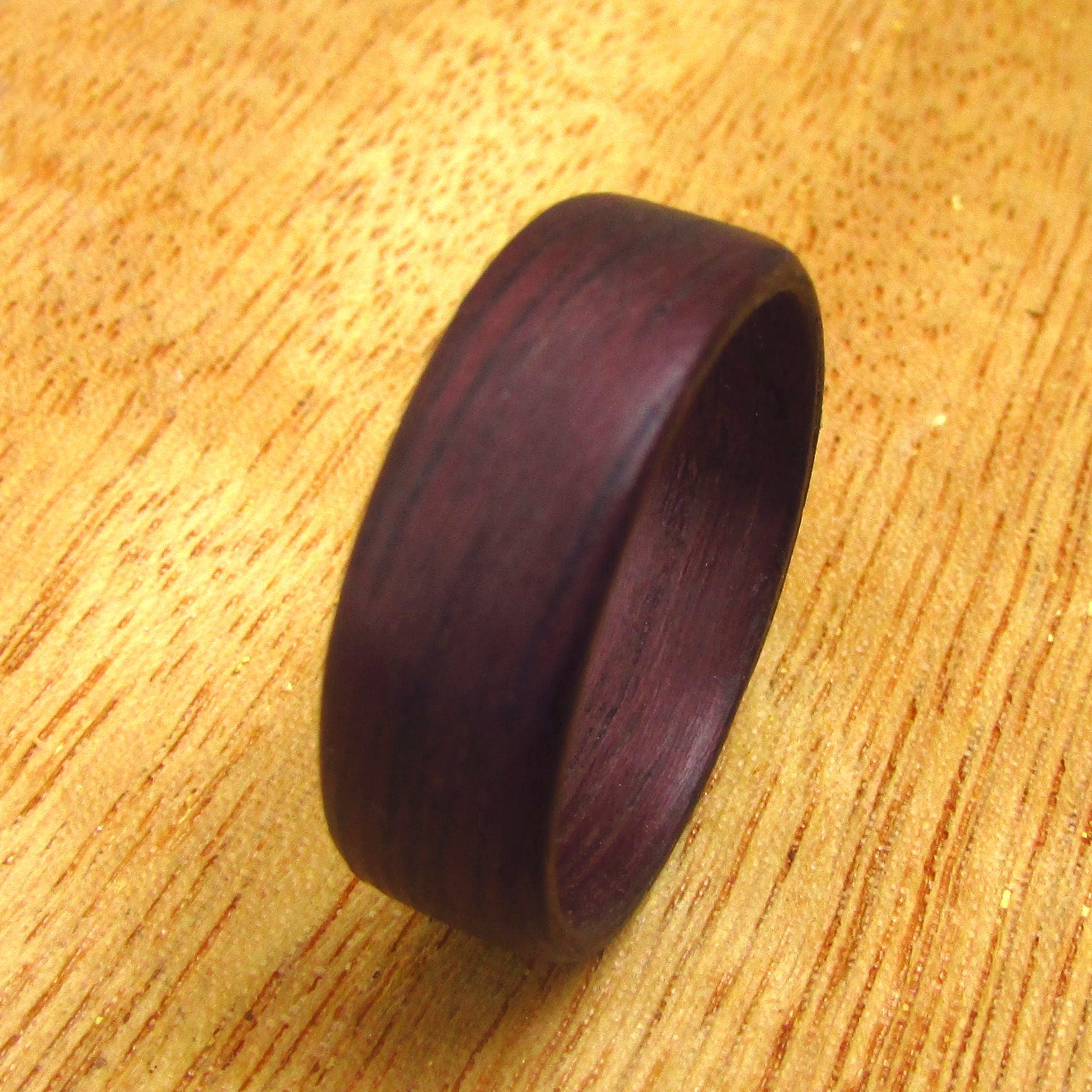 Purple wedding band, Purpleheart all wood wedding band his and hers, lightweight wooden wedding ring, Alternative 5 year anniversary gift