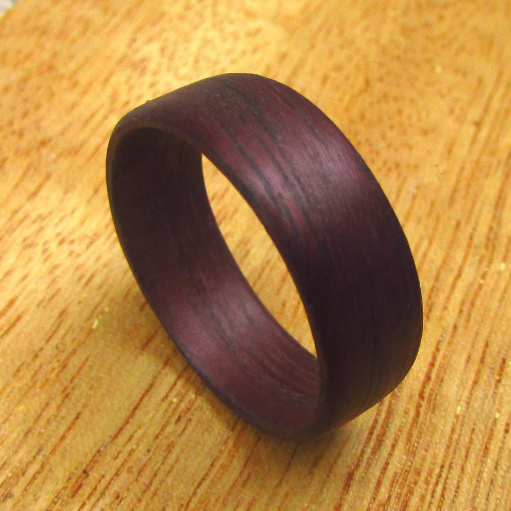 Purple wedding band, Purpleheart all wood wedding band his and hers, lightweight wooden wedding ring, Alternative 5 year anniversary gift