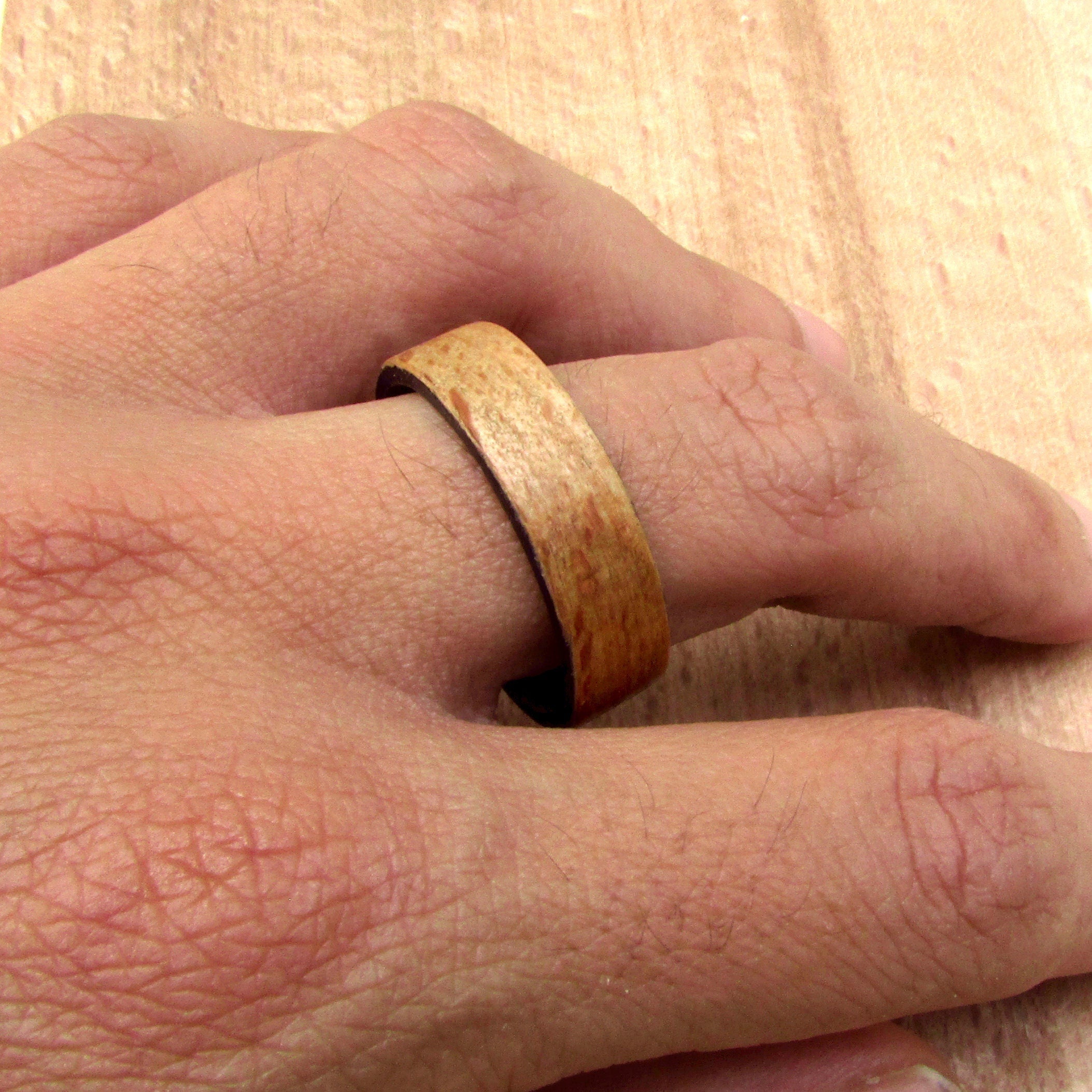Ebony wood and beech wood bentwood ring, all wooden wedding ring for him, 5 year anniversary gift for husband, size  0-16 mens jewelry
