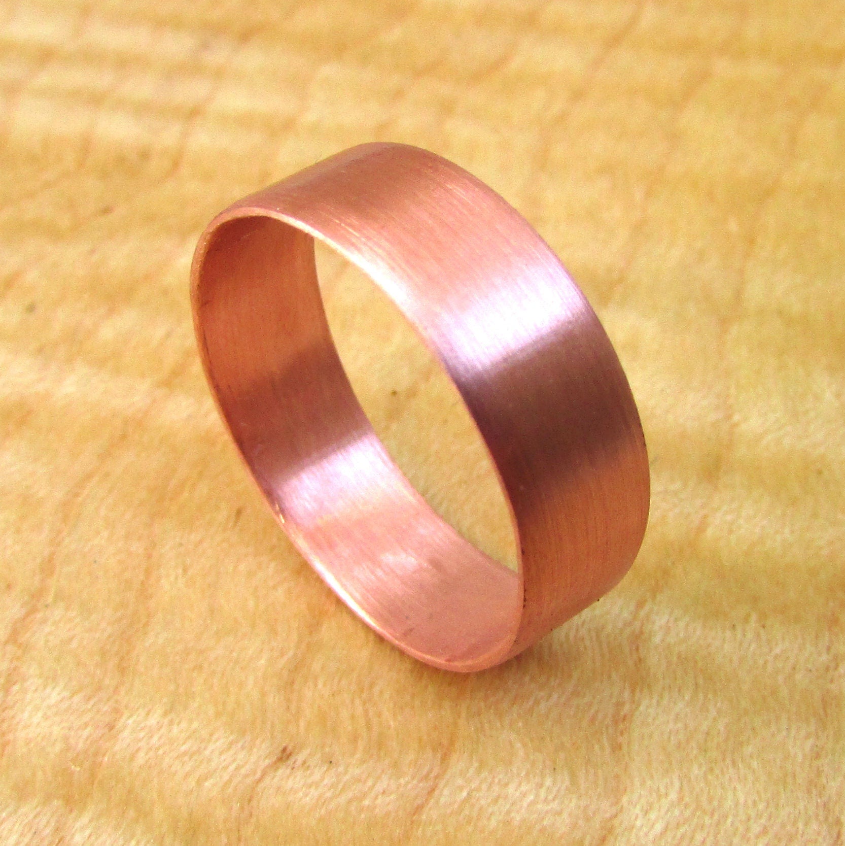 Copper wedding ring for men with varnish, mens alternative wedding band, 7th wedding anniversary gift for him, rose gold aesthetic jewelry