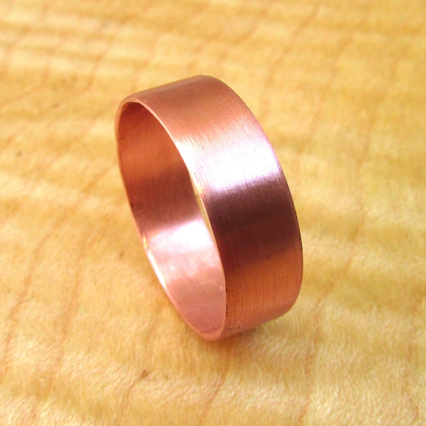 Copper wedding ring for men with varnish, mens alternative wedding band, 7th wedding anniversary gift for him, rose gold aesthetic jewelry