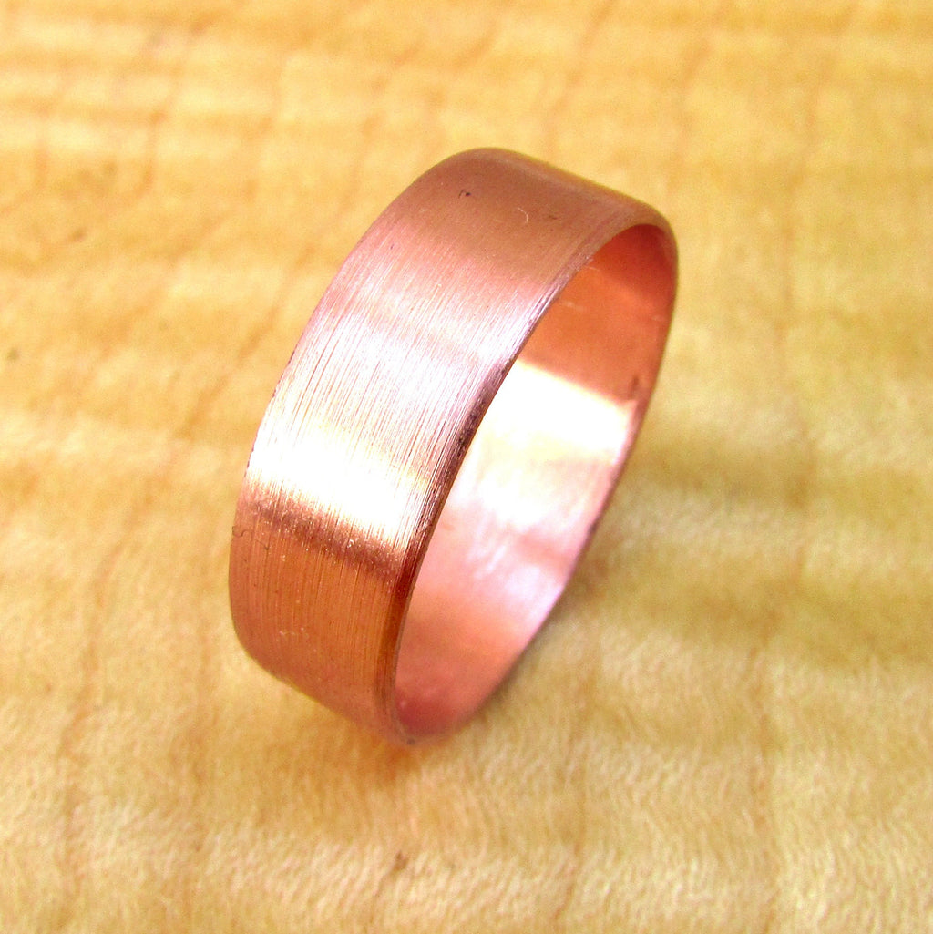 Copper wedding ring for men with varnish, mens alternative wedding band, 7th wedding anniversary gift for him, rose gold aesthetic jewelry